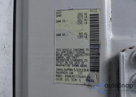 2011 Nissan Altima 2.5 S z USA, uszkodzony, nr VIN 1N4AL2AP9BN510104